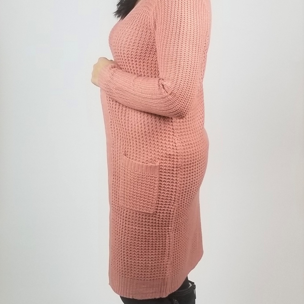 Open Front Waffle Cardigan